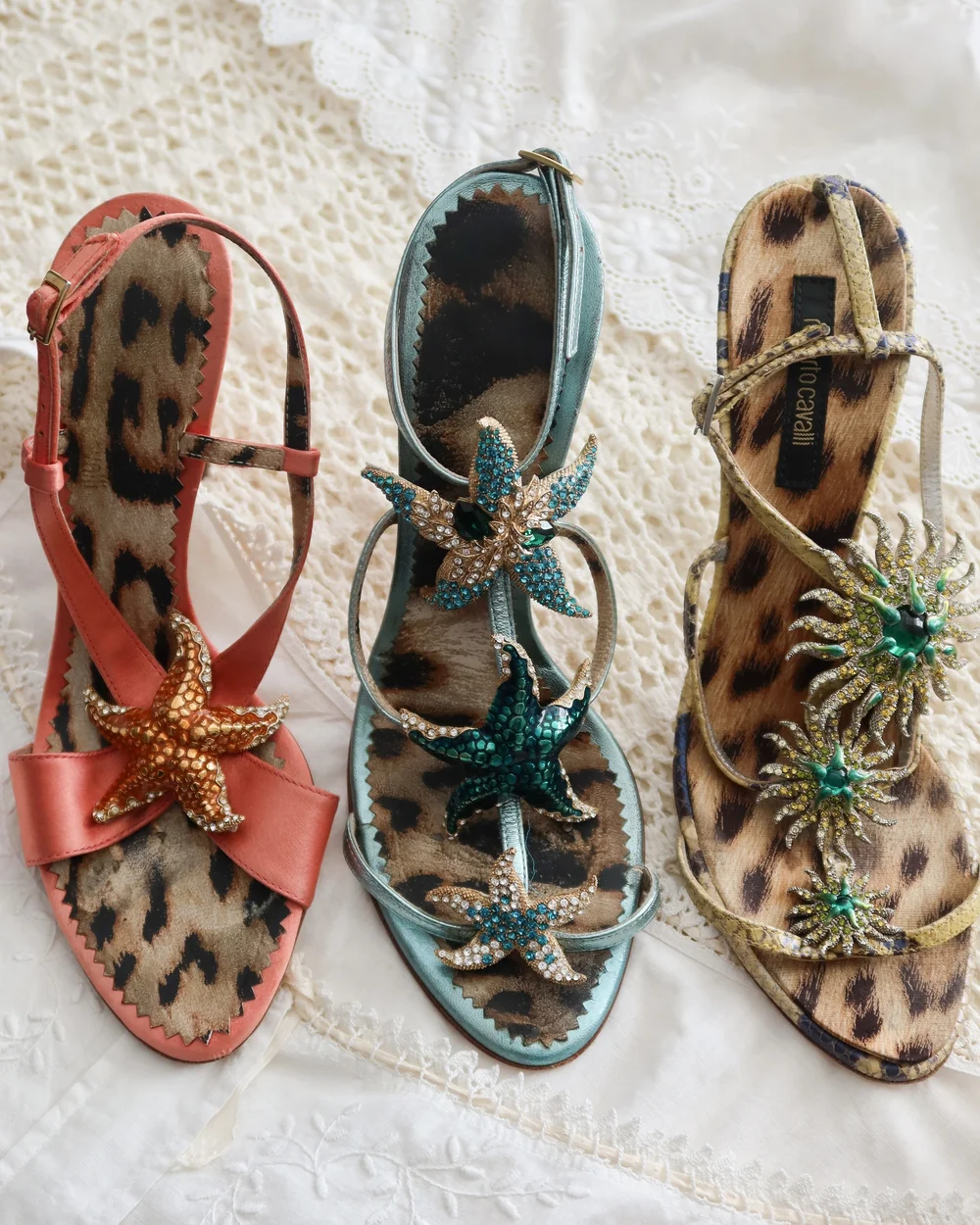 15日roberto cavalli 龍神の爪 大幅値下げ！ Roberto Cavalli Rare Starfish Metallic Sandal Heels (US 8 / IT